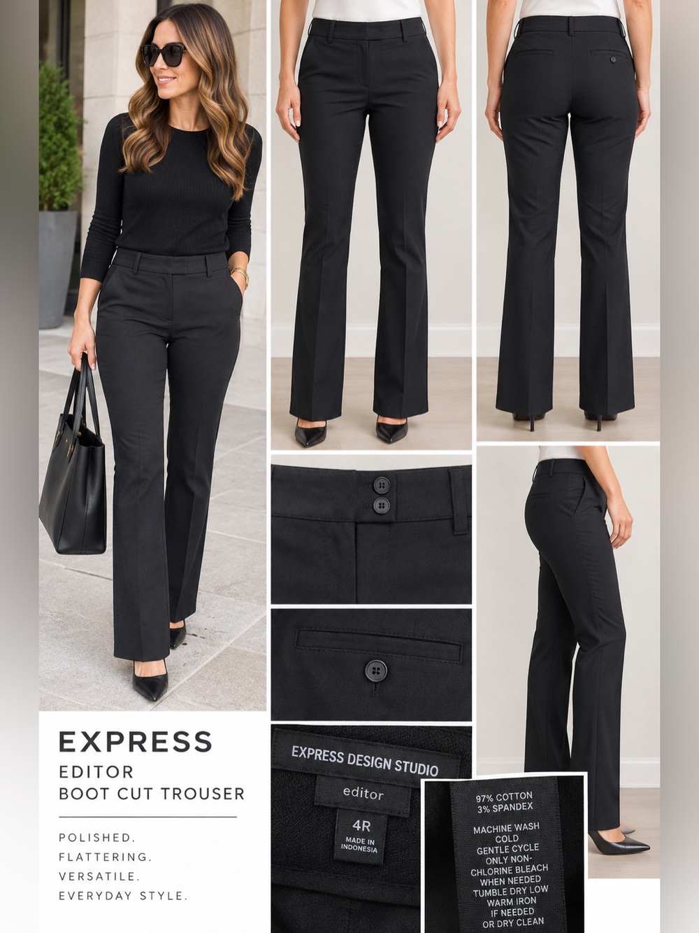 Express Editor Boot Cut Trouser - Black 4